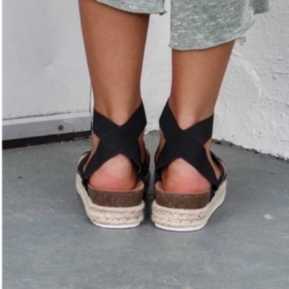 Black Espadrille Platform Sandal - Picture 3 of 3